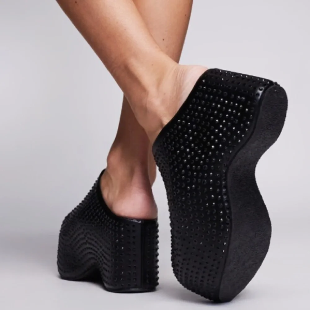 Black Studded Mules - Picture 4 of 9